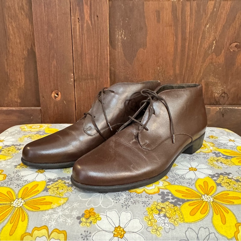 Munro Dark Brown Leather Lace-Up Ankle Boots